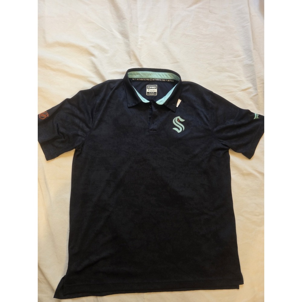Seattle Kraken Authentic Pro Fanatics Polo Shirt Men's XL Navy NHL Performance